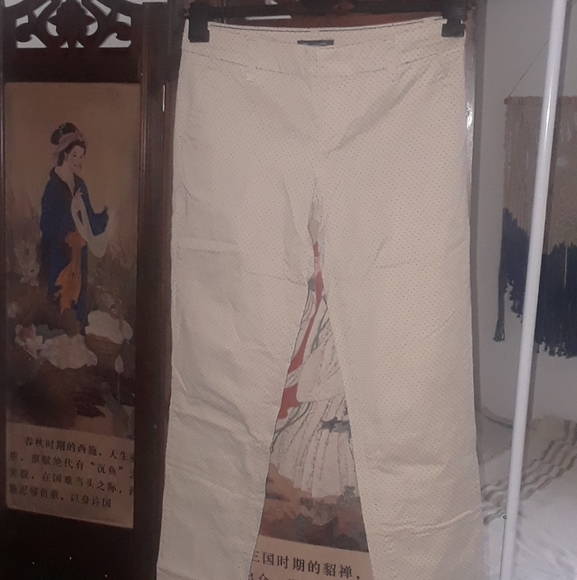 Tommy Hilfiger women's polka dot chinos/slacks. Size 0. Cream color. Cotton. - Picture 1 of 5